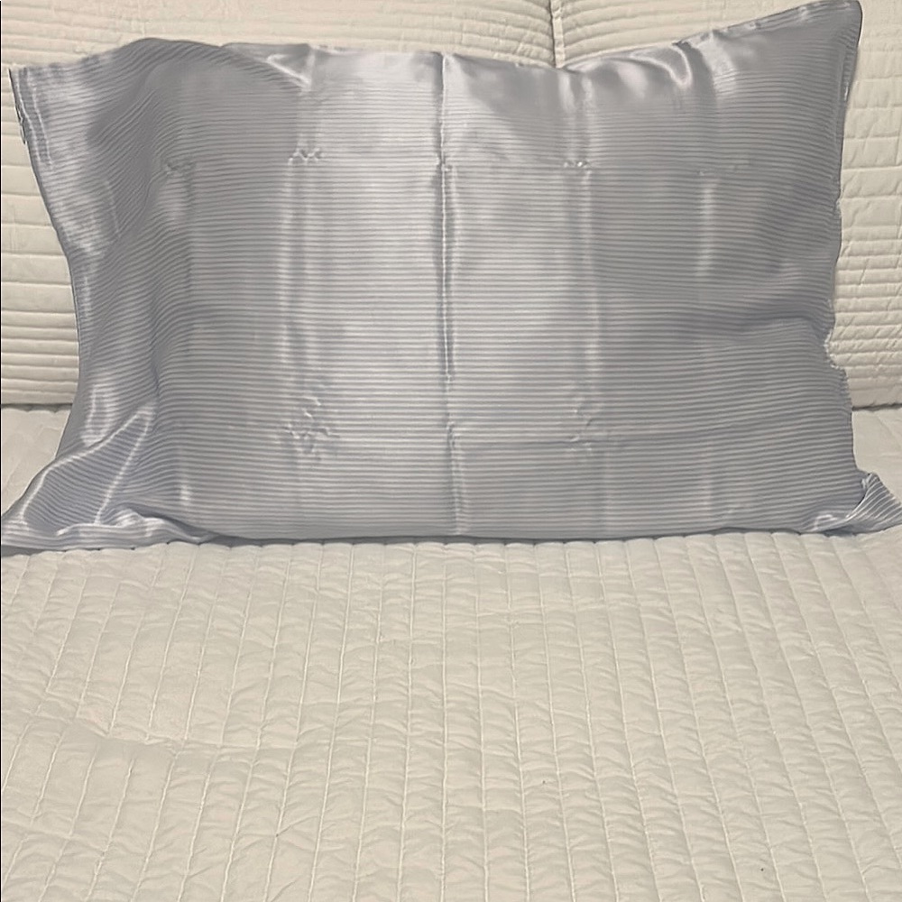 Dore& Rose satin pillowcase, silver blue with thin white stripes